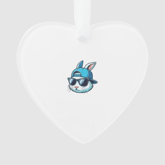 Easter Bunny Face Baseball Cap Sunglasses Rabbit B オーナメント (正面)