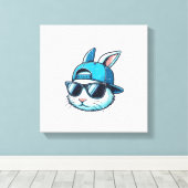 Easter Bunny Face Baseball Cap Sunglasses Rabbit B キャンバスプリント (インサイチュ (ウッドフロア))
