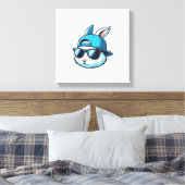 Easter Bunny Face Baseball Cap Sunglasses Rabbit B キャンバスプリント (インサイチュ (寝室))