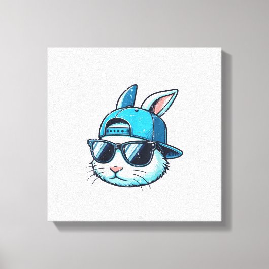 Easter Bunny Face Baseball Cap Sunglasses Rabbit B キャンバスプリント (正面)