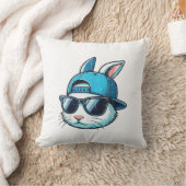 Easter Bunny Face Baseball Cap Sunglasses Rabbit B クッション (ブランケット)