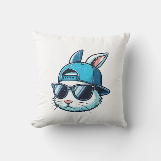 Easter Bunny Face Baseball Cap Sunglasses Rabbit B クッション (正面)