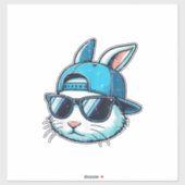 Easter Bunny Face Baseball Cap Sunglasses Rabbit B シール (シート)