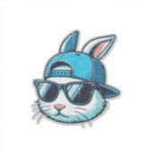 Easter Bunny Face Baseball Cap Sunglasses Rabbit B シール (正面)