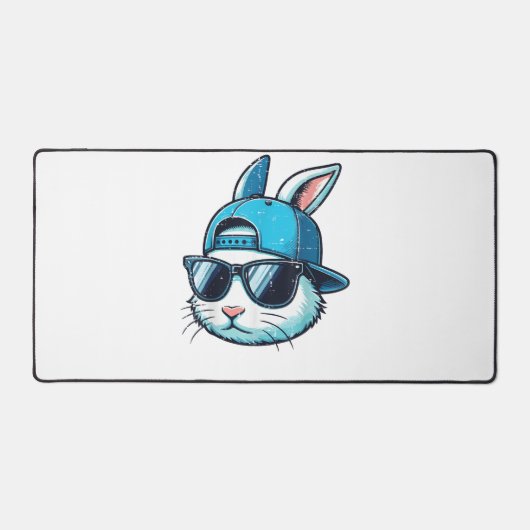 Easter Bunny Face Baseball Cap Sunglasses Rabbit B デスクマット (正面)