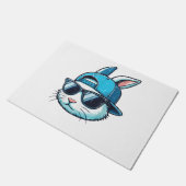 Easter Bunny Face Baseball Cap Sunglasses Rabbit B ドアマット (アングル)