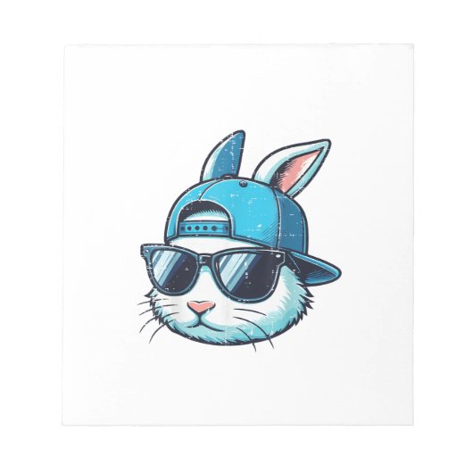 Easter Bunny Face Baseball Cap Sunglasses Rabbit B ノートパッド (正面)