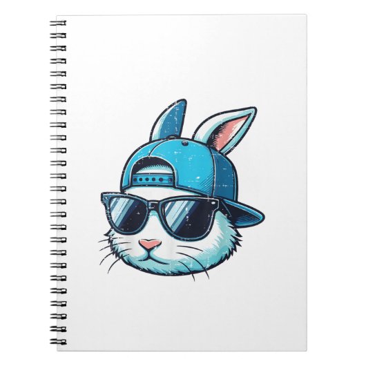Easter Bunny Face Baseball Cap Sunglasses Rabbit B ノートブック (正面)