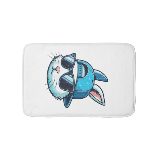 Easter Bunny Face Baseball Cap Sunglasses Rabbit B バスマット (正面)