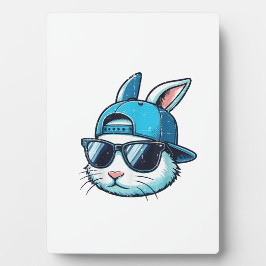 Easter Bunny Face Baseball Cap Sunglasses Rabbit B フォトプラーク (正面)
