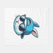 Easter Bunny Face Baseball Cap Sunglasses Rabbit B フリースブランケット (正面(横))