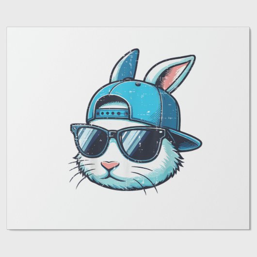 Easter Bunny Face Baseball Cap Sunglasses Rabbit B ラッピングペーパー (フラット)