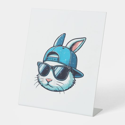 Easter Bunny Face Baseball Cap Sunglasses Rabbit B 台座サイン (正面)