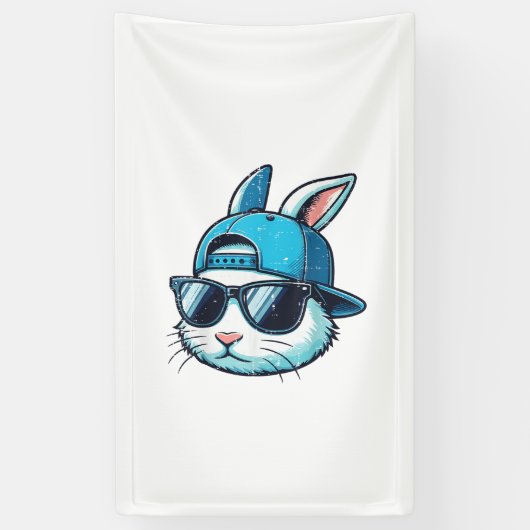 Easter Bunny Face Baseball Cap Sunglasses Rabbit B 横断幕 (縦)