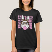 Easter Bunny Face Glasses Leopard Happy Easter Day Tシャツ (正面)