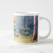 Easter Bunny Family Hunting for Eggs - Watercolor ジャンボコーヒーマグカップ (右)