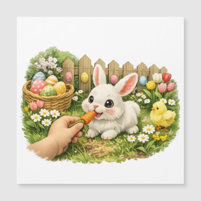 Easter Bunny Feeding Magnetic Card (正面)