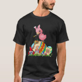 Easter Bunny Flamingo With Gnomes Painting Chocola Tシャツ (正面)