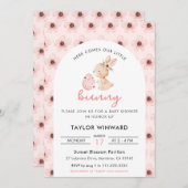 Easter Bunny Floral Baby Shower 招待状 (正面/裏面)