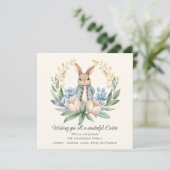 Easter bunny Floral Easter Greeting Card カード (スタンド正面)