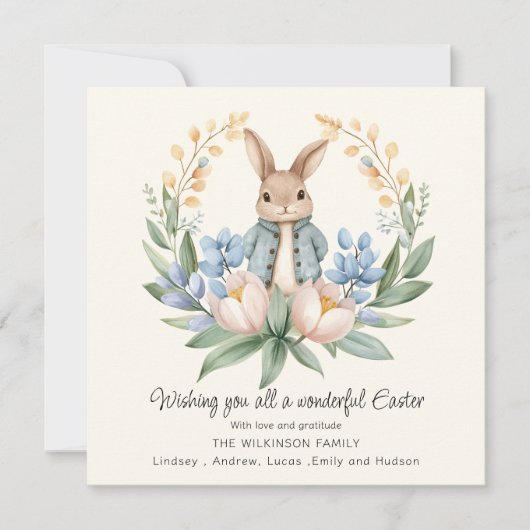 Easter bunny Floral Easter Greeting Card カード (正面)
