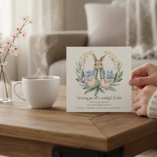 Easter bunny Floral Easter Greeting Card カード