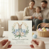 Easter bunny Floral Easter Greeting Card カード