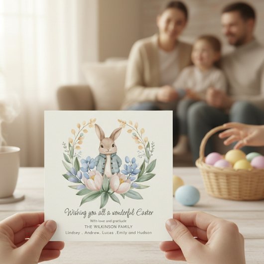 Easter bunny Floral Easter Greeting Card カード