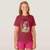 Easter Bunny Floral Wreath Girls Tee Tシャツ (正面フル)