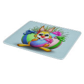 Easter Bunny Funny and Cute Character Biting an Eg カッティングボード (角)