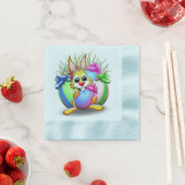 Easter Bunny Funny and Cute Character Biting an Eg 縁ありカクテルナプキン (インサイチュ)