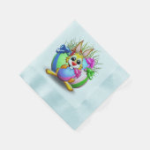 Easter Bunny Funny and Cute Character Biting an Eg 縁ありカクテルナプキン (角)