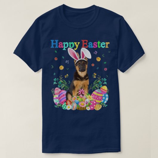 Easter Bunny German Shepherd Dog With Easter Eggs  Tシャツ (デザイン正面)