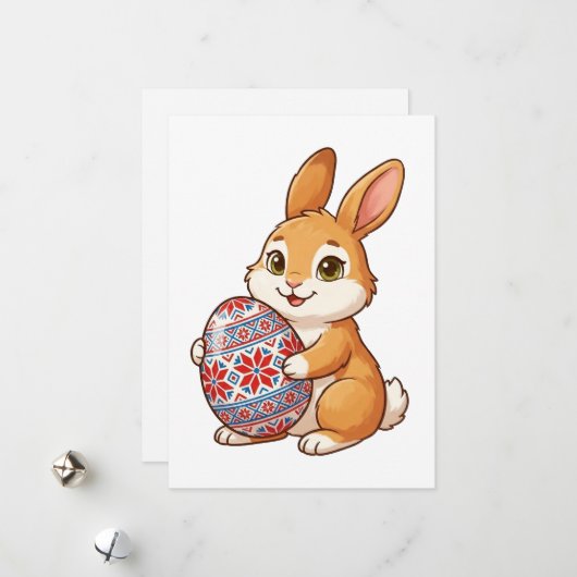 Easter Bunny Glossy Greeting Card | Minimalist シーズンカード (正面/裏面インサイチュ)