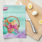Easter Bunny Gnome With Basket Eggs キッチンタオル (四つ折り)