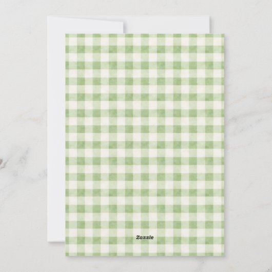 Easter Bunny Green Gingham Photo シーズンカード (裏面)