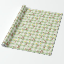 Easter Bunny Green Gingham Wrapping Paper ラッピングペーパー
