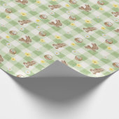 Easter Bunny Green Gingham Wrapping Paper ラッピングペーパー (角)
