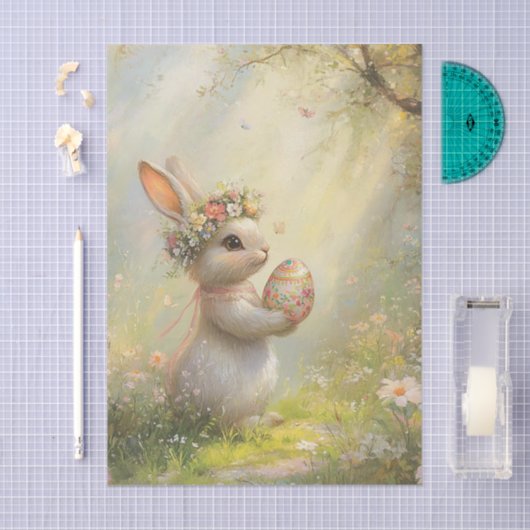 Easter Bunny Holding Egg in the Sunshine 薄葉紙 (クラフト)