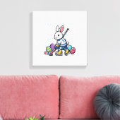 Easter Bunny Ice Hockey Player Eggs Rabbit Boys Ki キャンバスプリント (インサイチュ (リビング))