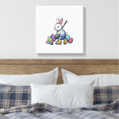 Easter Bunny Ice Hockey Player Eggs Rabbit Boys Ki キャンバスプリント (インサイチュ (寝室))