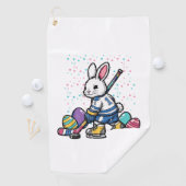 Easter Bunny Ice Hockey Player Eggs Rabbit Boys Ki ゴルフタオル (インサイチュ)