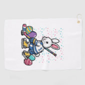 Easter Bunny Ice Hockey Player Eggs Rabbit Boys Ki ゴルフタオル (横)