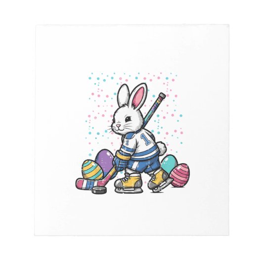 Easter Bunny Ice Hockey Player Eggs Rabbit Boys Ki ノートパッド (正面)