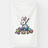 Easter Bunny Ice Hockey Player Eggs Rabbit Boys Ki 横断幕 (縦)
