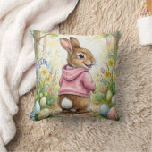 Easter Bunny in a Spring Garden クッション (ブランケット)