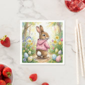 Easter Bunny in a Spring Garden スタンダードカクテルナプキン (インサイチュ)