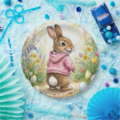 Easter Bunny in a Spring Garden ペーパープレート (パーティー)
