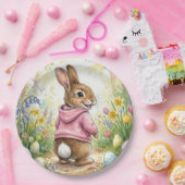 Easter Bunny in a Spring Garden ペーパープレート (パーティー)