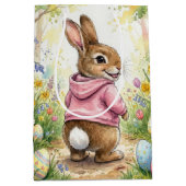 Easter Bunny in a Spring Garden ミディアムペーパーバッグ (正面)